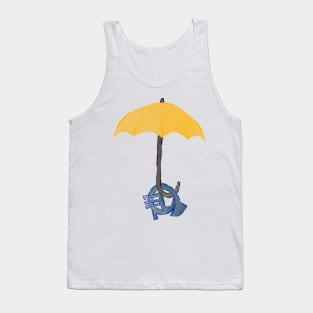 Yellow umbrella and blue horn - pink Tank Top